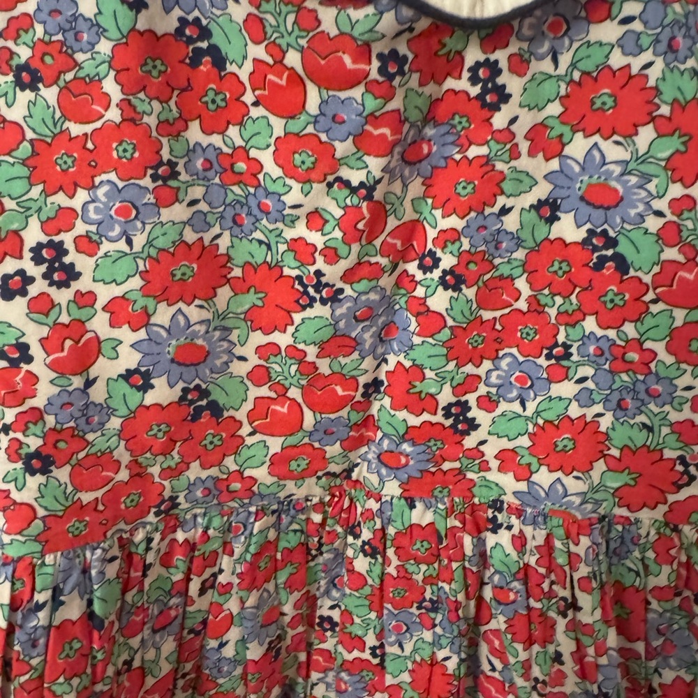 Rachel Riley Red and Blue Floral Dress Peter Pan Collar. Size 4. - Picture 5 of 9